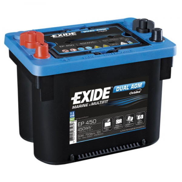 EXIDE EP450 DUAL AGM 12V 50Ah/750A 260x173x206