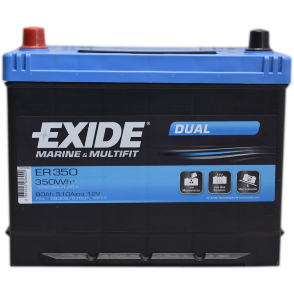 EXIDE ER350 12V 80Ah/510A DUAL 260x175x225 +-