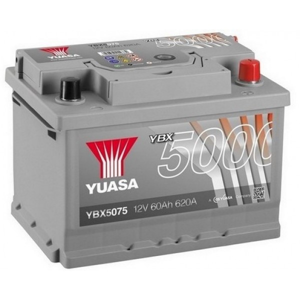 YUASA YBX5075 60Ah 620A Silver High Performance  0(- +) 243x175x175