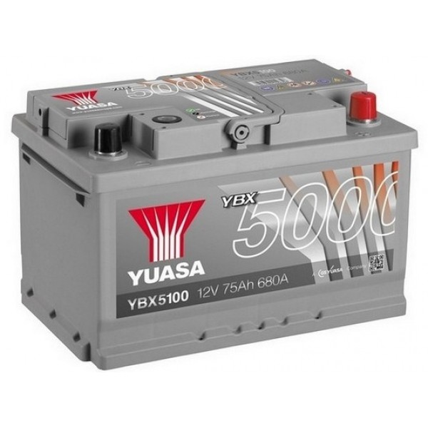 YUASA YBX5100 75Ah 680A Silver High Performance  0(- +) 278x175x175