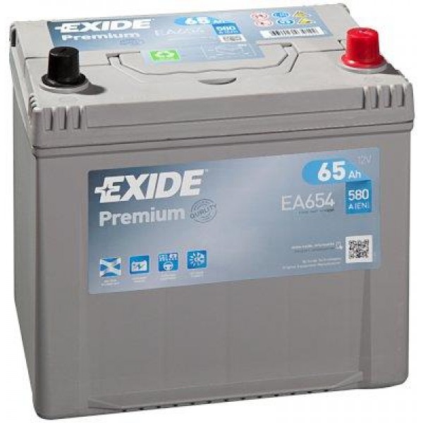 EXIDE EA654 PREMIUM 65Ah 580A (- +) 230x173x222
