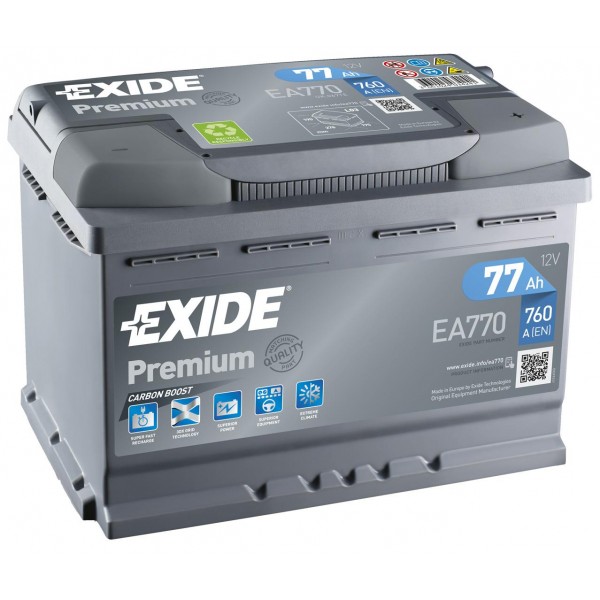 EXIDE EA770 PREMIUM 77Ah 760A (- +) 278x175x190