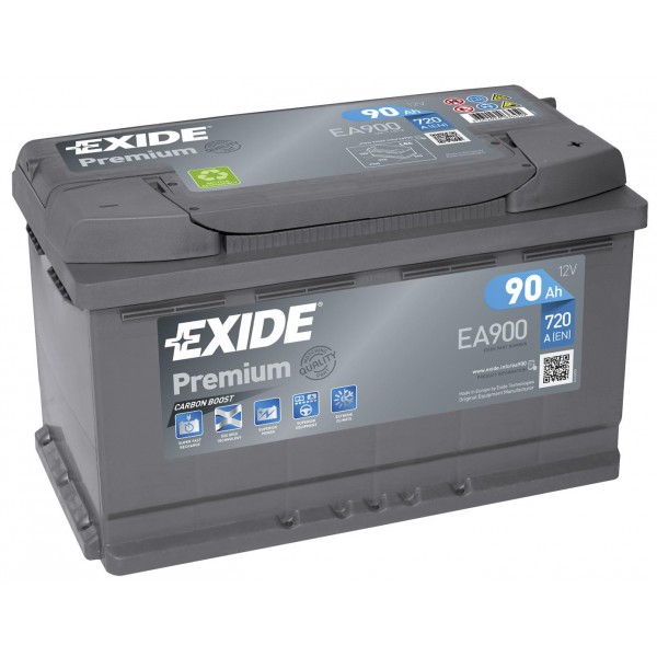 EXIDE EA900 PREMIUM 90Ah 720A (- +) 315x175x190