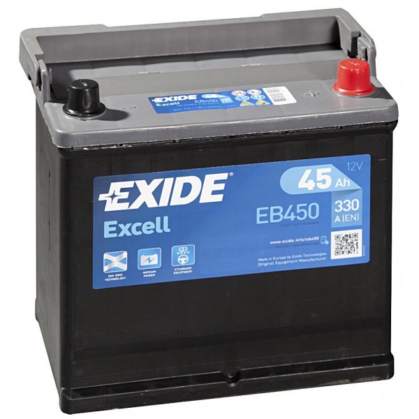 EXIDE EB450 EXCELL 45Ah 330A (- +) 218x133x223