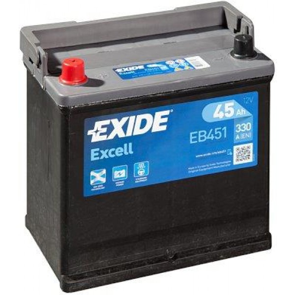 EXIDE EB451 EXCELL 45Ah 330A (+ -) 218x133x223