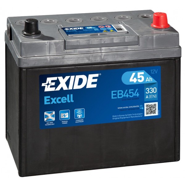 EXIDE EB454 EXCELL 45Ah 300A (- +) 234x127x220