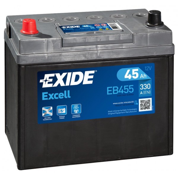 EXIDE EB455 EXCELL 45Ah 300A (+ -) 234x127x220