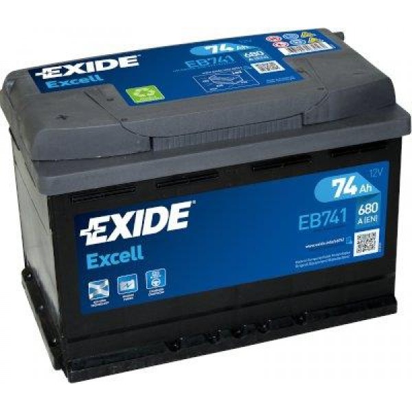 EXIDE EB741 EXCELL 74Ah 680A (+ -) 278x175x190