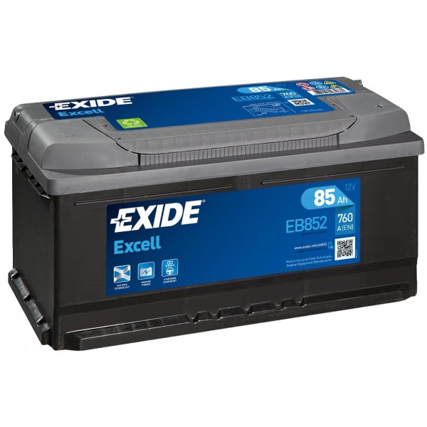 EXIDE EB852 EXCELL 85Ah 760A (- +) 352x175x175