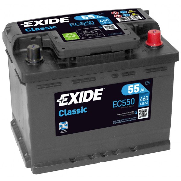 EXIDE EC550 CLASSIC 55Ah 460A (- +) 242x175x190