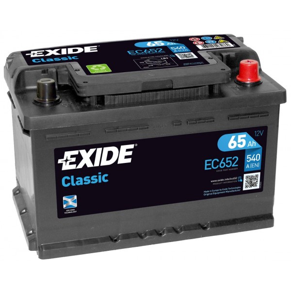 EXIDE EC652 CLASSIC 65Ah 540A (- +) 278x175x175