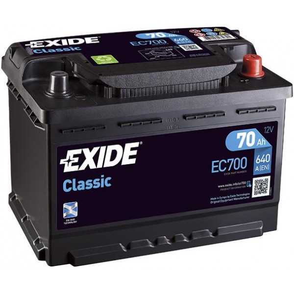 EXIDE EC700 CLASSIC 70Ah 640A (- +) 278x175x190