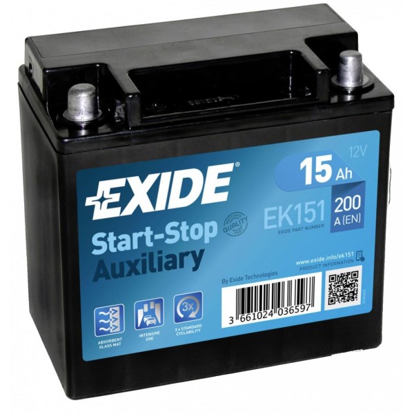 EXIDE EK151 AGM 15Ah 200A (+ -) 150x90x145